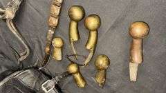Horse Tack and Farrier Tools Set, Leather Bag, 6 Metal Tools, Vintage Equipment