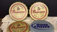 Budweiser and Bud Light Decorative Wall Signs, Beer Cap Style, 16" Diameter