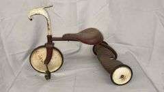 Vintage Red and White Metal Tricycle, 22x14x16 inches
