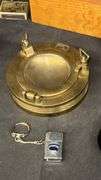 Vintage Metal Lighter, Ashtray Collection with Decorative Designs and Keychain Attachments in Wood B
