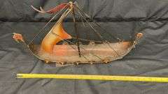 Decorative Metal Viking Ship Model, Dragon Head Prow