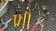 Mixed Hand Tools Collection with Pliers, Wrenches, Screwdrivers, and More