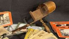 Antique Wood & Brass Stereoviewer Underwood & Underwood with Dozens of Stereoscope Cards
