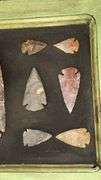 Arrowhead Collection in Display Case, Mixed Colors, Stone Material