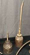 Vintage Oil Cans Collection with Various Spout Types, Metal Material