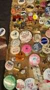 Collection of 60+ Vintage Pinback Buttons and Badges, Various Themes