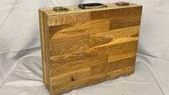 Wooden Briefcase, 19x5x14.5 inches, Metal Clasp, Plastic Handle