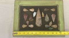 Arrowhead Collection in Display Case, Mixed Colors, Stone Material