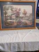 Framed Artwork by Thomas Kinkade "Country Living," Wood Frame