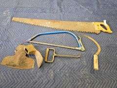 Vintage Crosscut Saw, Bow Saw, Sickle, and Broad Axe Heads