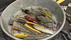 Mixed Hand Tools Collection with Pliers, Wrenches, Screwdrivers, and More