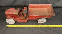 Structo Vintage Toy Dump Truck, Metal, Red