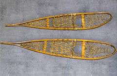 Traditional Wooden Snowshoes, 58 Inches Long, Rawhide Decking