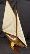 Model Sailboat, Wooden and Fabric Construction.