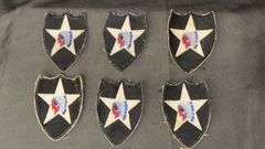 WWII Era 2nd Infantry Division Military Patches, Embroidered Fabric.
