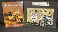 16x12 Metal Sign Featuring '53 Roadmaster Chief, U.S. Route 66 Theme