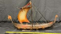 Decorative Metal Viking Ship Model, Dragon Head Prow