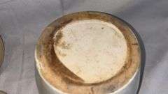 Vintage Brown and Beige Stoneware Pots, Labeled Flour