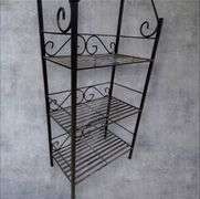 Black Metal Baker's Rack, 4 Shelves, 72"x24"x13", Decorative Scrollwork