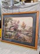 Framed Artwork by Thomas Kinkade "Country Living," Wood Frame