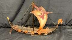 Decorative Metal Viking Ship Model, Dragon Head Prow