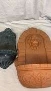 Wall Fountains, Terracotta & Verdigris Green, Electric, Lion & Fish Motif