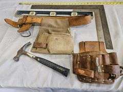 Carpenter's Tool Set with Eastwing Hammer, Leather Tool Belt, Square, and Level