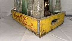Vintage Coca-Cola Wooden Crate with Assorted Glass Bottles, 1950s-1960s