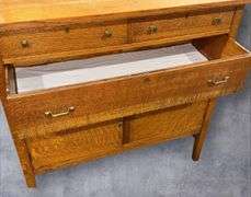 Mission Style Oak Dresser with Mirror, 40x19x40 Inches