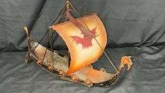 Decorative Metal Viking Ship Model, Dragon Head Prow