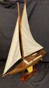 Model Sailboat, Wooden and Fabric Construction.