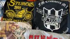 New or Lightly Used Harley-Davidson, Indian & Sturgis T-Shirts, 75th Anniversary, Multiple Sizes