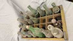 Vintage Coca-Cola Wooden Crate with Assorted Glass Bottles, 1950s-1960s