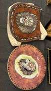Lion-Themed Decorative Collection: Plate, Framed Art, Leather Pouch & Brass