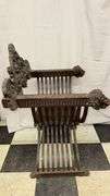 Intricately Carved Wooden Lion Chair, Approx. 28" x 24" x 38"