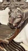 Intricately Carved Wooden Lion Chair, Approx. 28" x 24" x 38"