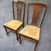 2 Antique Wooden Chairs, Brown, Traditional Style