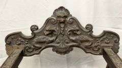 Intricately Carved Wooden Lion Chair, Approx. 28" x 24" x 38"