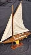 Model Sailboat, Wooden and Fabric Construction.