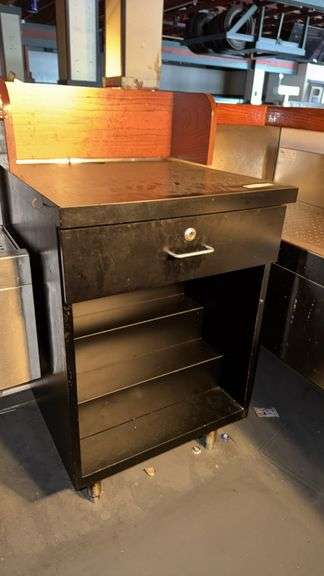 Black Wood Cabinet with Lockable Drawer, 24"x24"x36"