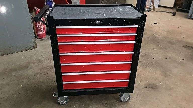 6-Drawer Tool Chest, 24"x13"x31", 4" Casters, Black/Red