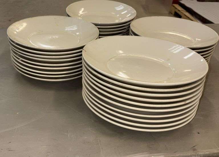 Homer Laughlin China 10" Dinner Plates, White Porcelain, USA