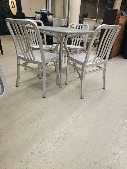 Silver Aluminum Outdoor Patio Dining Set