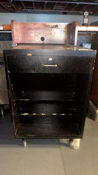 Black Rolling Storage Cabinet, 24"x24"x36", Wood