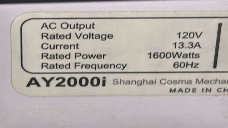 Yamaha AY2000i Inverter Generator, 1600W, 120V, Parallel Capable
