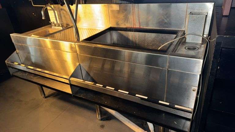 Glastender Bar Glass Washer/Sink Unit, Stainless Steel, 6'x24"x37"