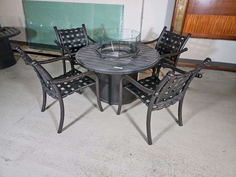 Tropitone Outdoor Fire Pit Table Set