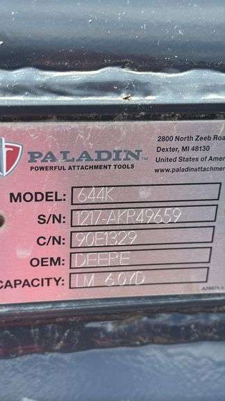 Paladin Loader Bucket 644K, 6.0YD Capacity, Compatible with John Deere