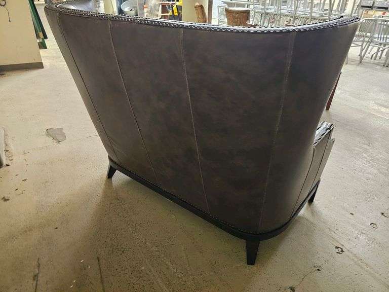 Leather Wingback Loveseat,  Brown Leather, Traditional Style