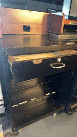 Black Metal Cabinet with Drawer, 24"x24"x36"